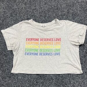 Pride Messy Bun Just Chillin Everyone Deserves Love Rainbow Crop Top Tee Medium